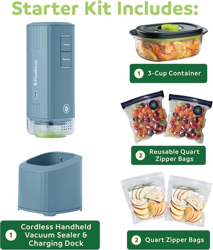 Mini Handheld Vacuum Sealer Machine with Marinate Setting & Charging Dock | C... gallery