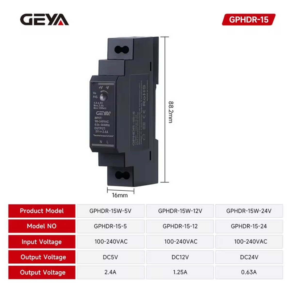 GEYA Switch Power Supply Transformer AC 100V-240V To DC 5/12/24V For LED Strip gallery