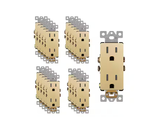ENERLITES 15A Tamper Resistant Decorator Duplex Outlet Gold 20-Pack Receptacle gallery