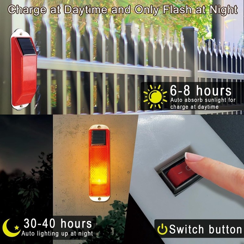Solar Strobe Warning Light Sensitive LED Warning Lamp Super Bright Waterproo... gallery