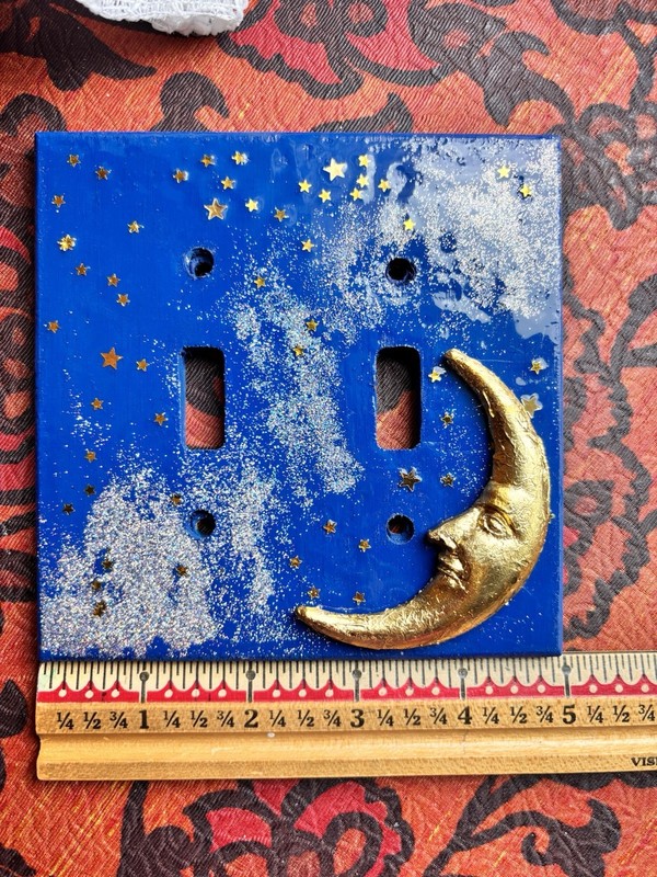 Celestial Light Switch Cover, 90s Vintage Inspired, Whimsical Moon & Star Plate gallery