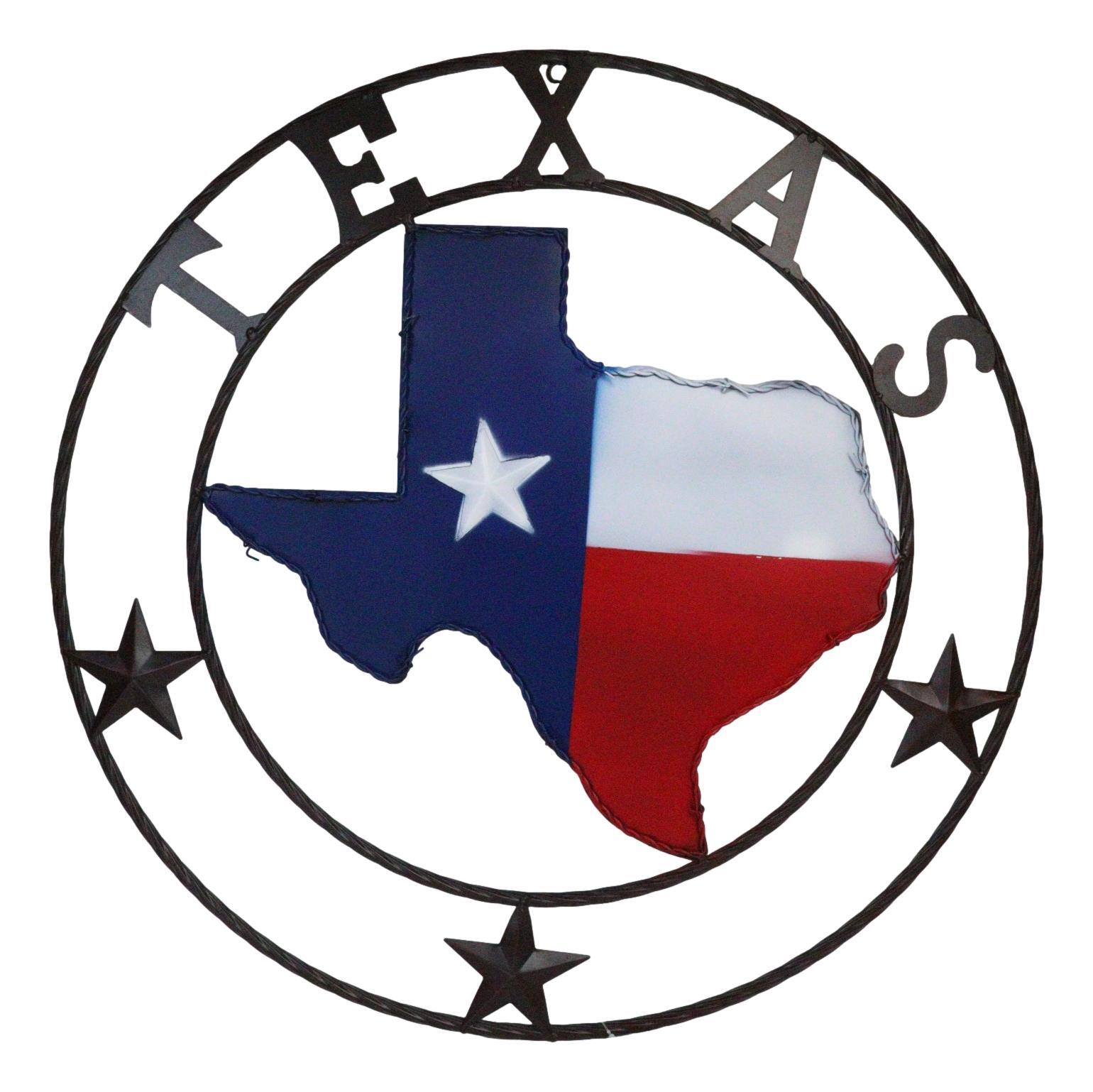 24"D Western Large Texas Lone Star State Map Patriotic Flag Wall Circle Sign gallery