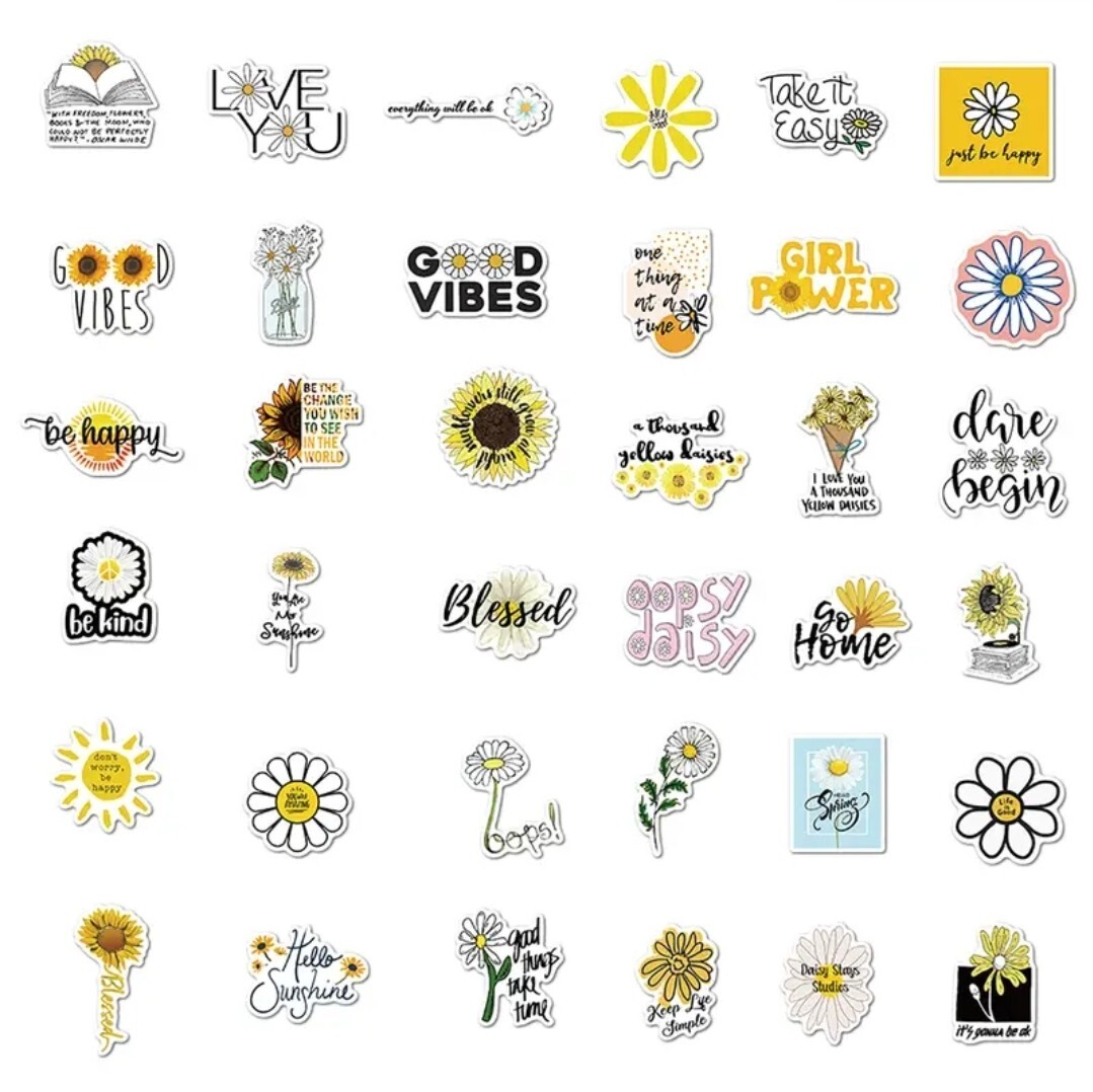 50pc Daisy Words Stickers - Great for Stocking Stuffer gallery
