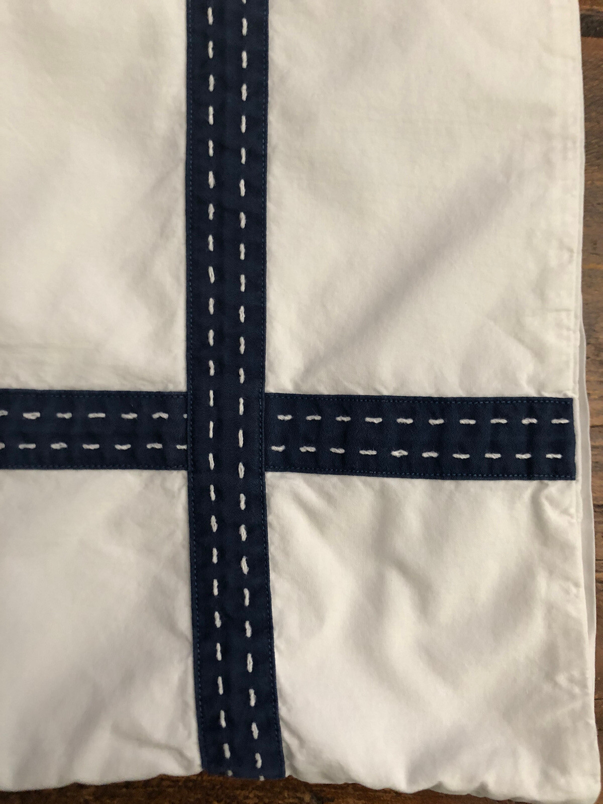 Bagni Volpi Noemi White With Navy Blue Ribbon Stitched Euro Sham Made in Italy gallery