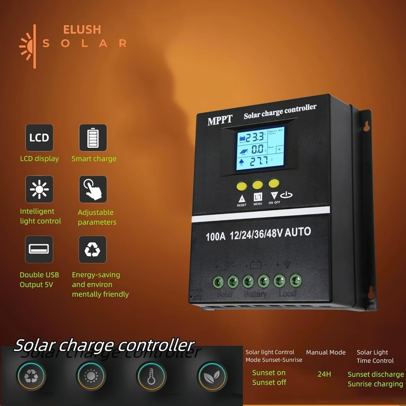 100A MPPT Solar Charge Controller 12V 24V 36V 48V LCD for Lead-Acid/Lithium gallery