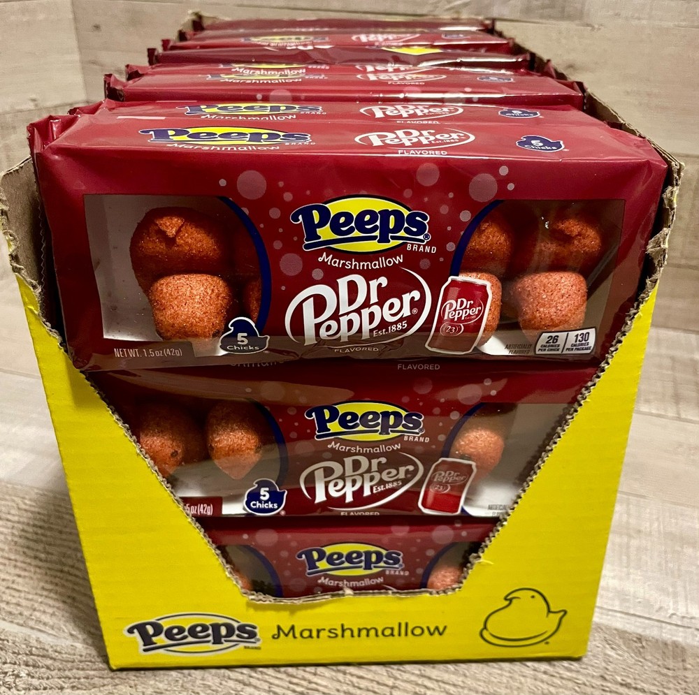 Dr. Pepper Marshmallow Peeps Candy (5 Chicks) - Case of 24- BB 07/26