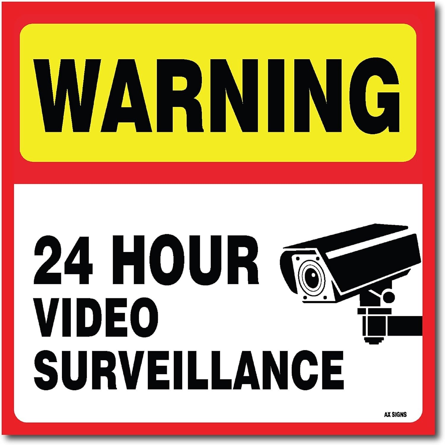 (4 Pack) Warning 24 hour Video Surveillance Sticker 5.5 X 5.5 Inches gallery