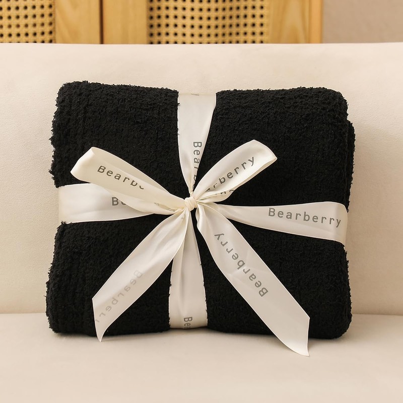 bearberry Super Soft Fluffy Throw Blanket Lightweight Twin(60″x80″), Black gallery