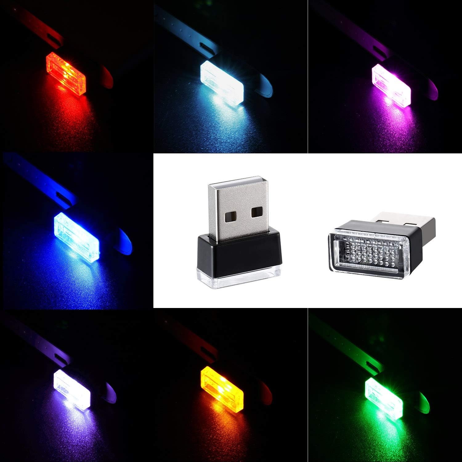 7 Pieces Mini USB LED Light Car Interior Lights USB LED Atmosphere Lamp Light Pl gallery