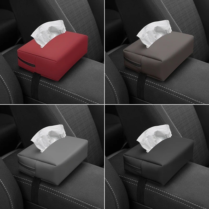 1PCS Universal Car Tissue Box PU Leather car storage and organization USA gallery