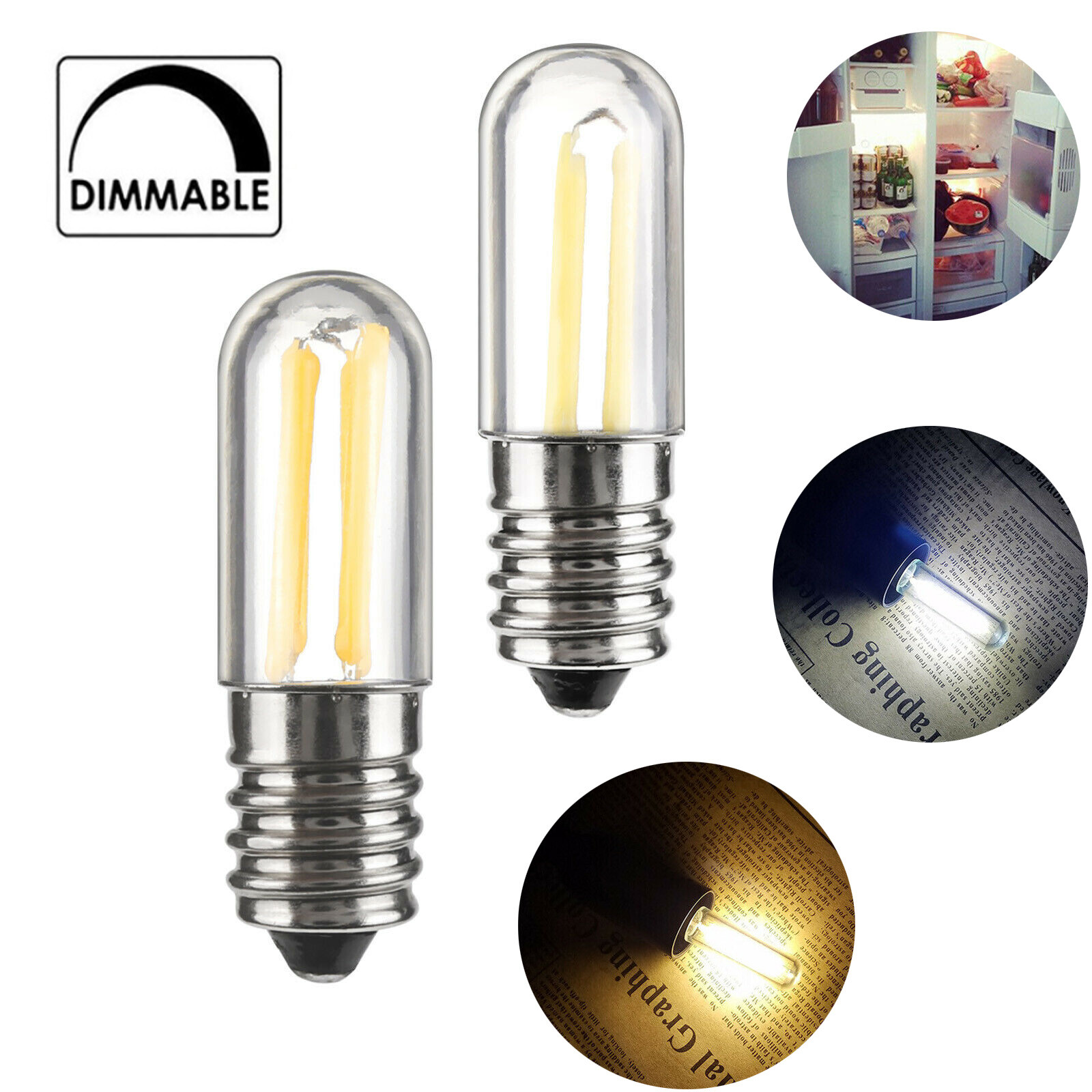 Mini Dimmable LED Fridge Freezer Filament Light COB Bulbs E14 E12 1W 2W 4W EM87 gallery