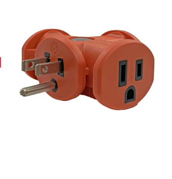 Grounded 3 Outlets Adapter ORANGE 15 Amps 125 V With LED Power Indicator gallery