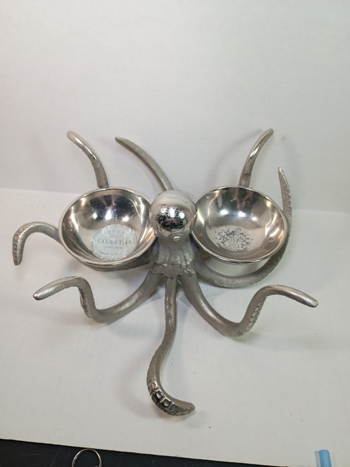 Octopus Nautical Silver Tone Metal Candy And Nut Dish Bowl Server Made In India gallery