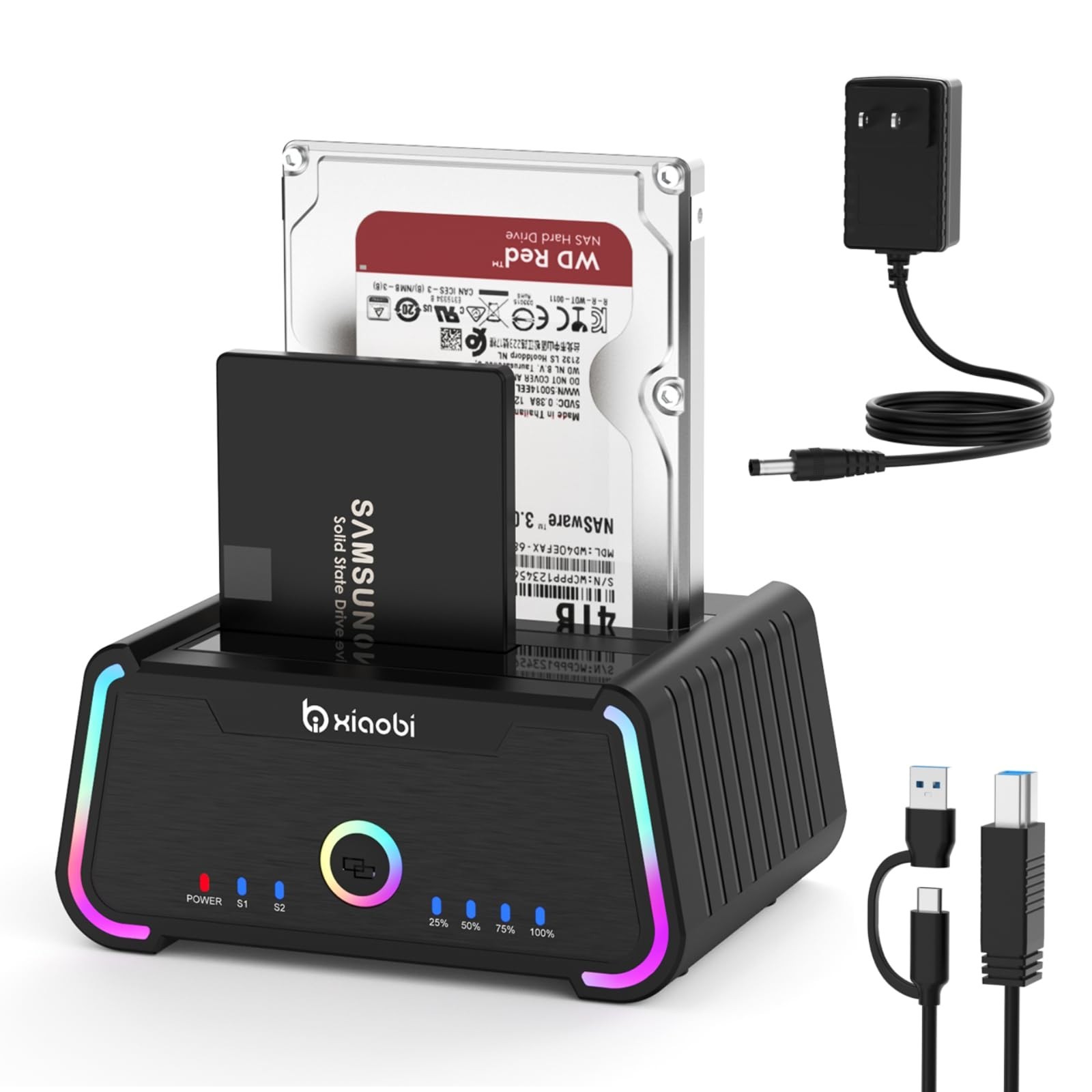 Hard Drive Docking Station , USB C Dual Bay Dock for 2.5/3.5" SATA HDD SSD, H... gallery