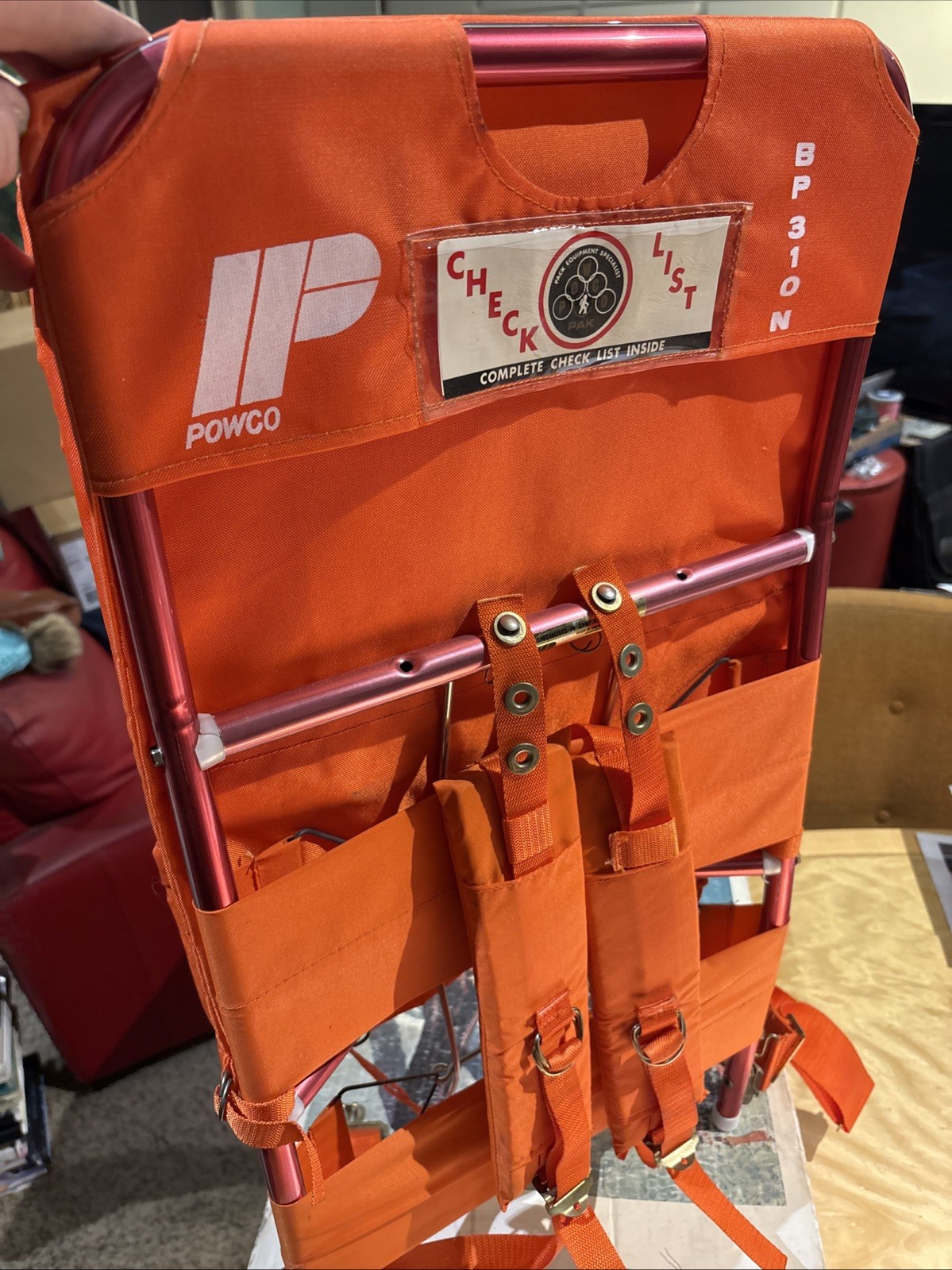 Powco 1970’s Orange Backpack W Frame In Original Box