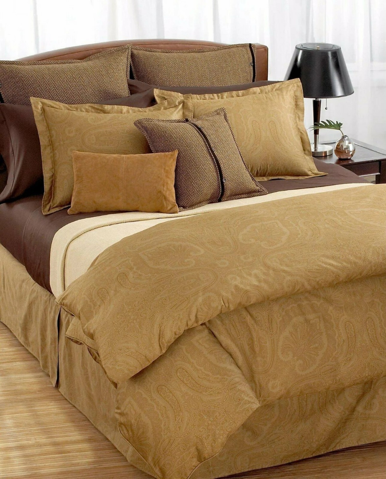 Rare Ralph Lauren Doncaster Queen Flat Sheet Camel Brown Paisley BNIP gallery