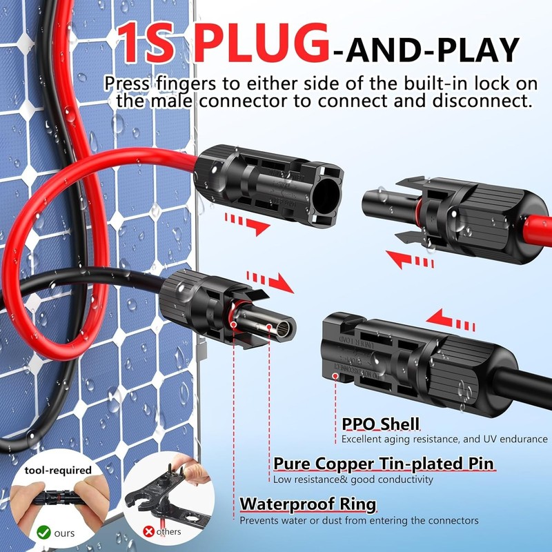 High-Efficiency 100FT Double 10AWG Solar Extension Cable for RV and PV Systems gallery