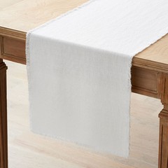 Solid Fringe Table Runner – White, 16 in. x 108 in….