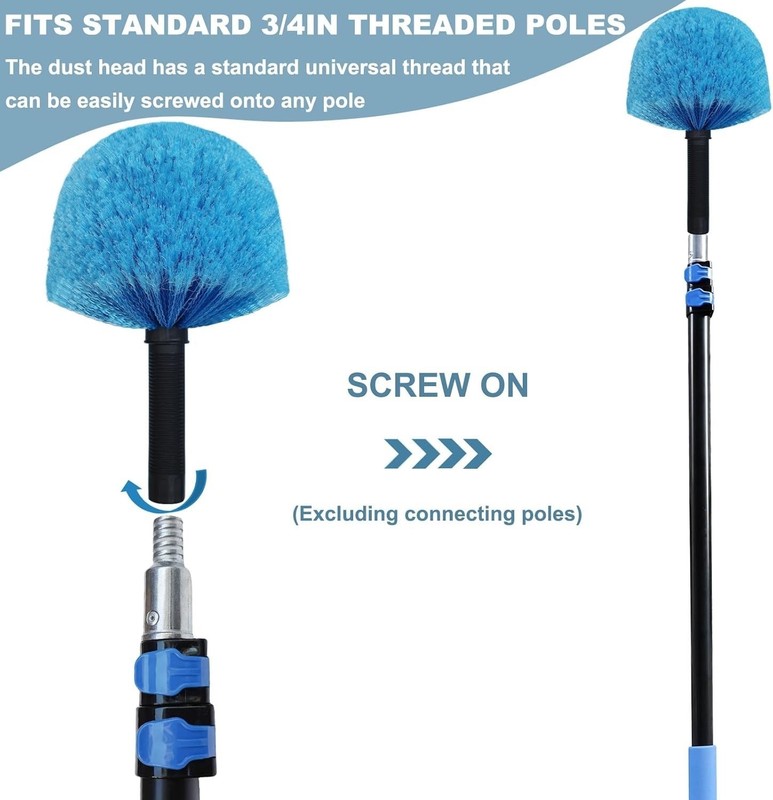 2 Pack Robust Cobweb Duster Head Brush – Superior Twist-On Web Cleaning Blue gallery