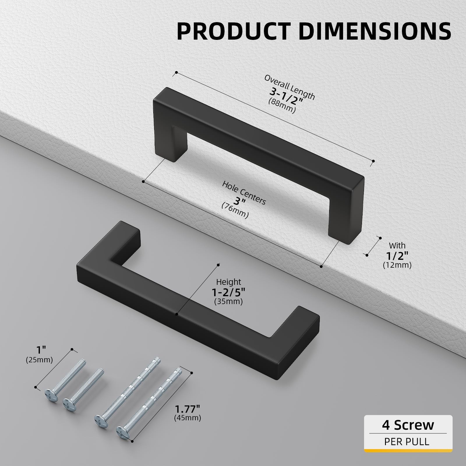30 Pack Matte Black 3 In Square Bar Cabinet Drawer Handle Pulls Stainless gallery