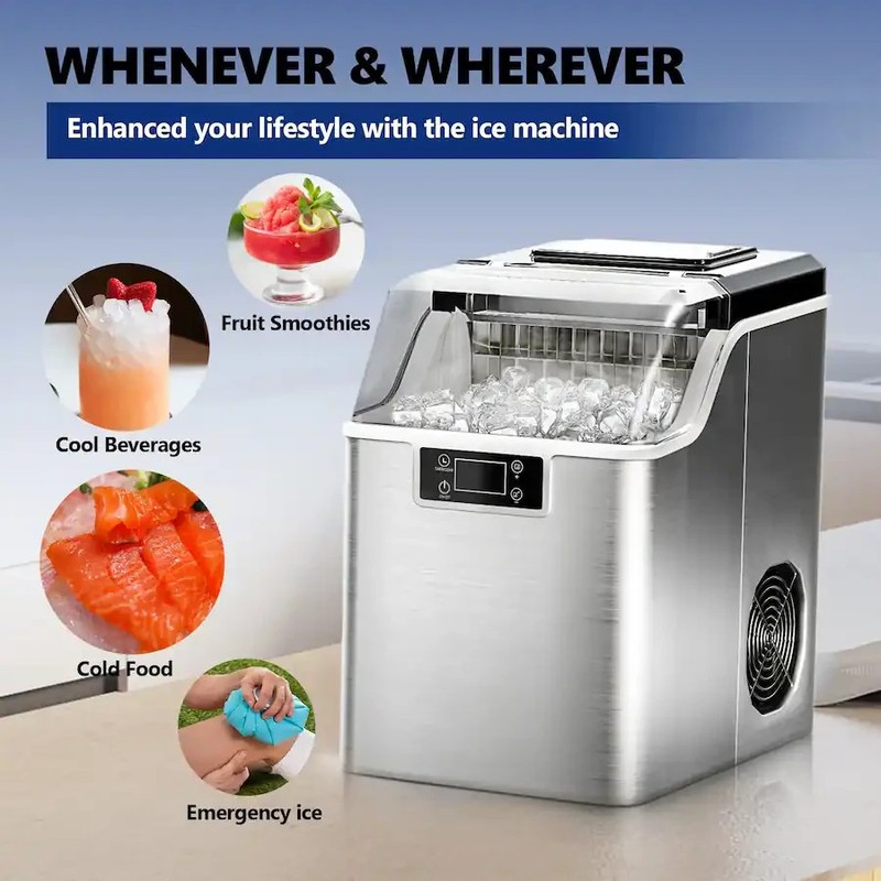 EUHOMY Ice Cube Maker Machine Countertop, 2 Ways to Add Water, 45Lbs/Day 24 Pcs gallery