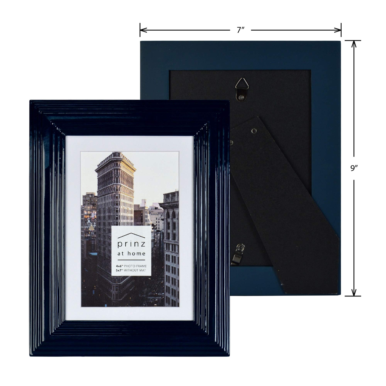 PRINZ Midtown High Gloss 4x6" Molded Modern Picture Frame, Dark Blue Midnight gallery