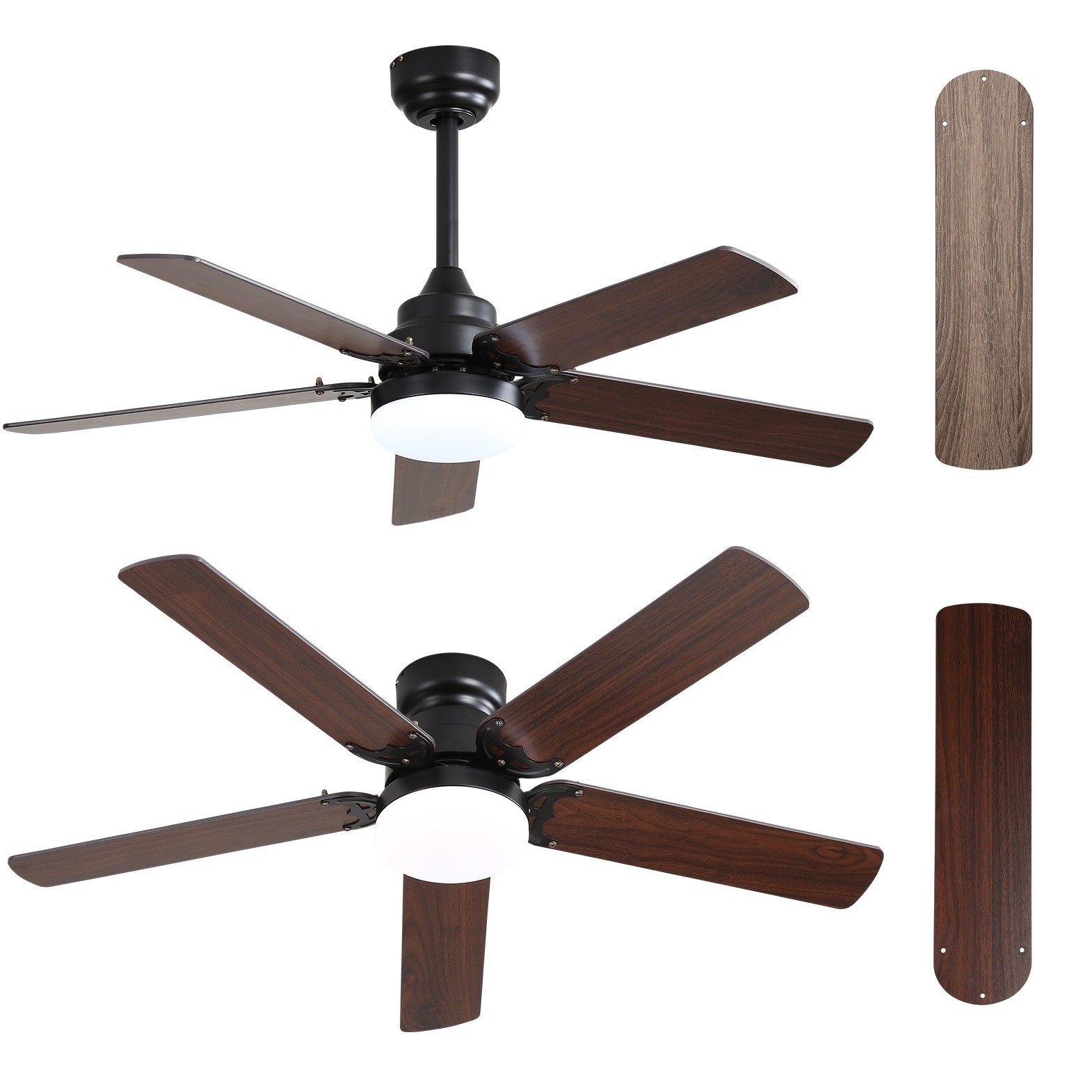 Modern Bedroom LED Ceiling Fan with Remote & Dual Finish Blades & Downrod Option gallery