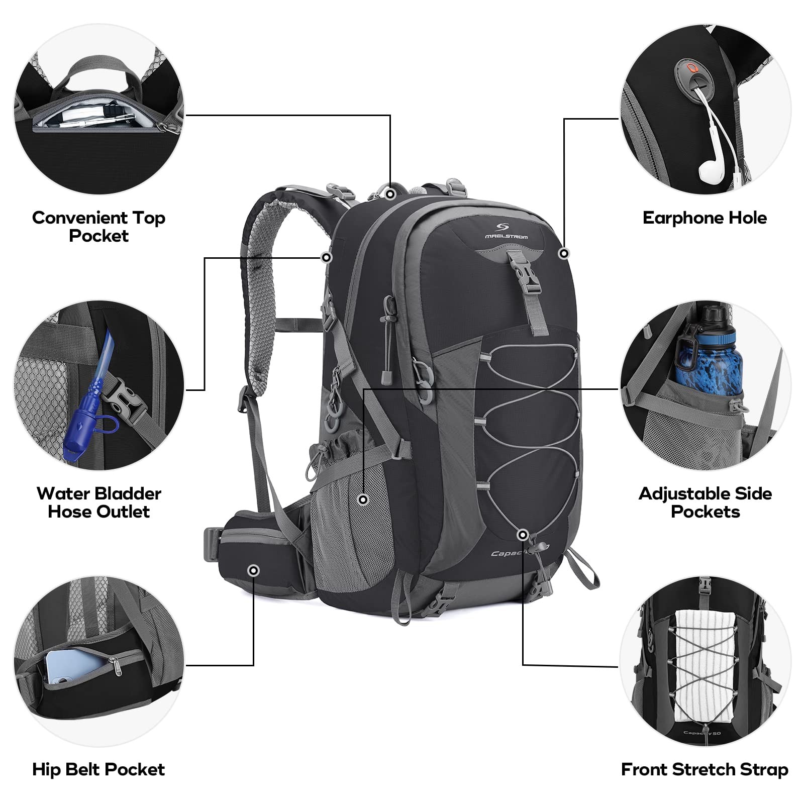Maelstrom Hiking Backpack,Camping Backpack,50L Waterproof Hiking Daypack with... 4