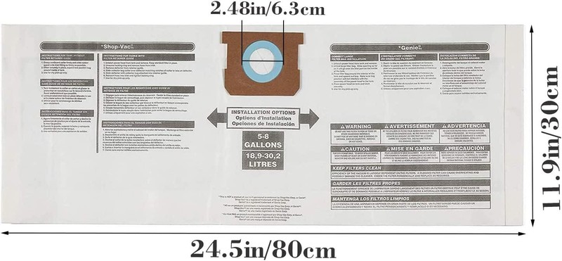 5-8 Gallon High Efficiency Replacement Dry Vacuum Bags - Type H Shop Vac gallery