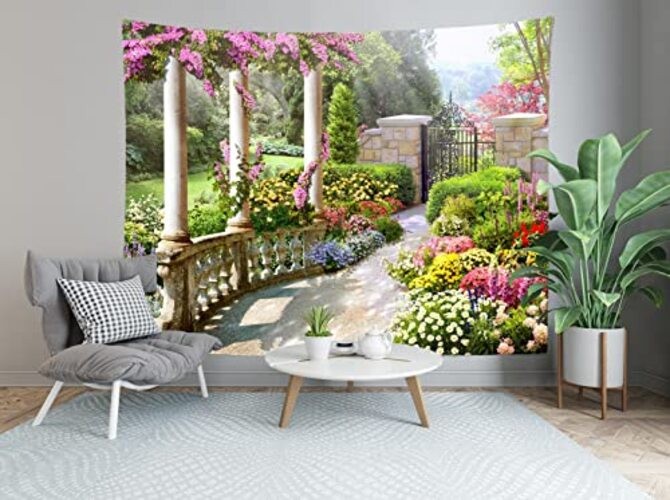 Romantic Spring Secret Garden Tapestry Wall Hanging 60"L x 40"W T-A10667 gallery