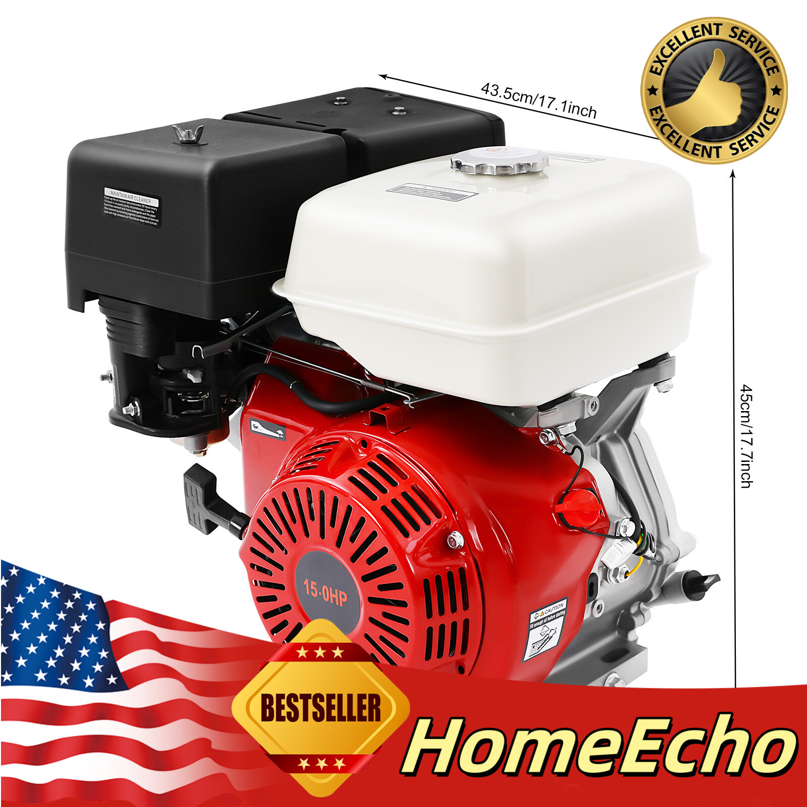 420 CC 15 Hp 4-stroke Gasoline Engine Horizontal Motor Cable Start 9700w gallery