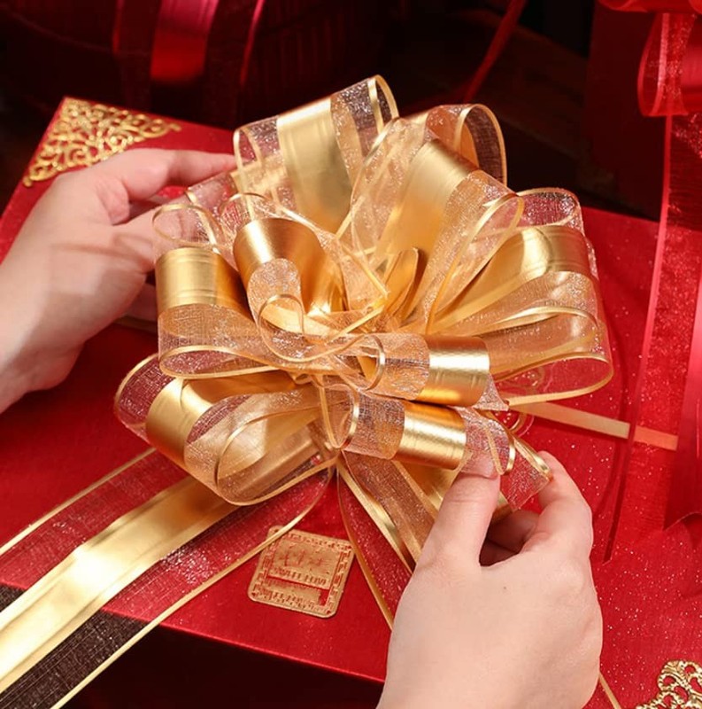 20 PCS 6 Inch Large Pull Bow Gift Wrapping Bows Organza Ribbon Black gallery