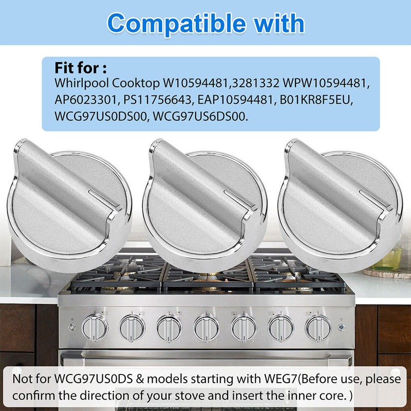 5 Pack W10594481 Range Stove Knobs Replacement for Whirlpool WCG97 gallery