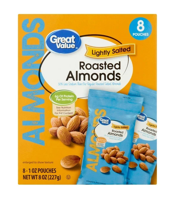 Great Value Lightly Salted Roasted Almonds, 1 oz, 8 Count gallery