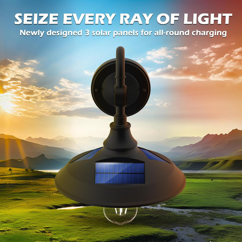 Rustic Solar Barn Lights with Motion Sensor - 3 Modes, Waterproof (2 Pack) gallery