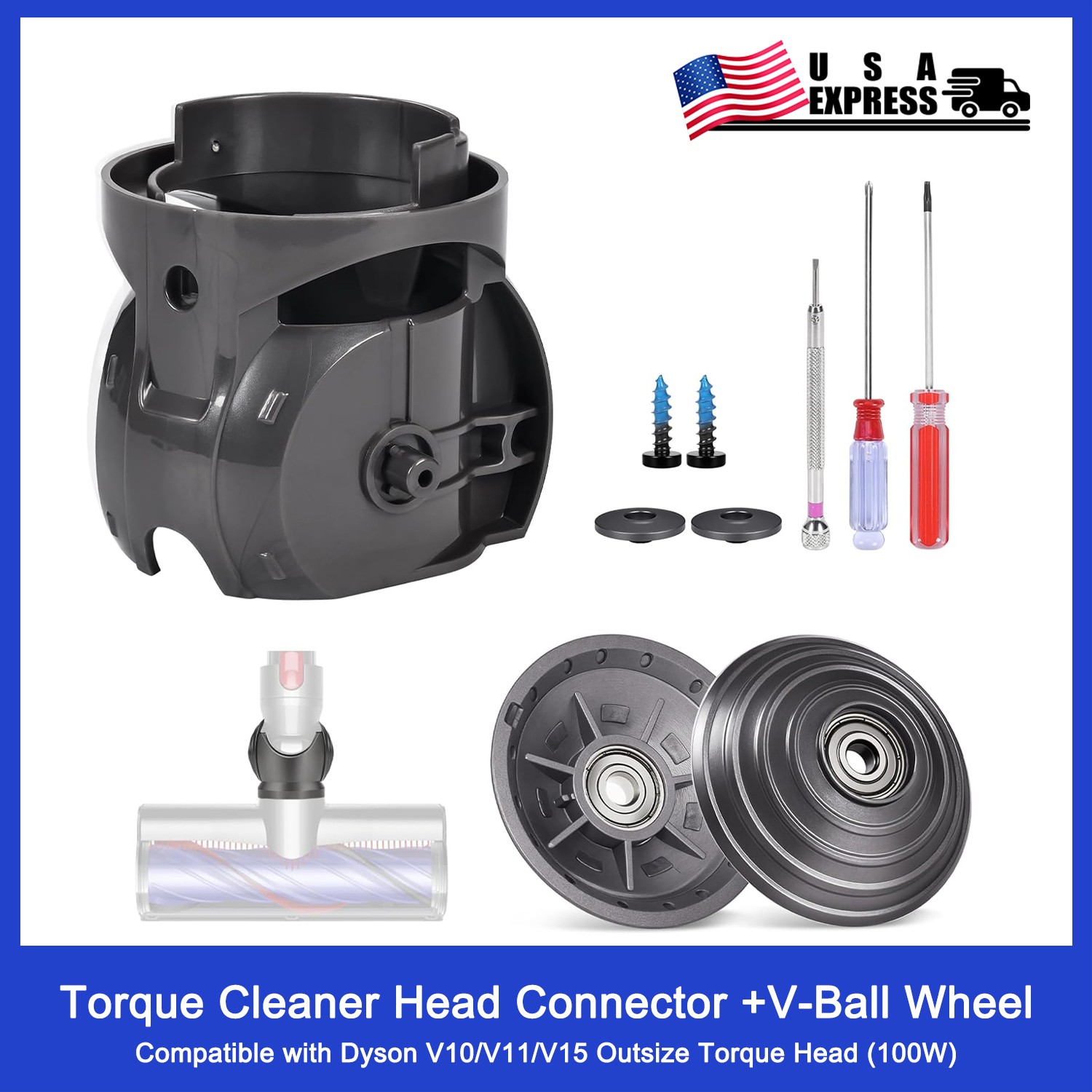 Torque Cleaner Head Connector+V-Ball Wheel Kit for Dyson Outsize V15 V11 V10 gallery