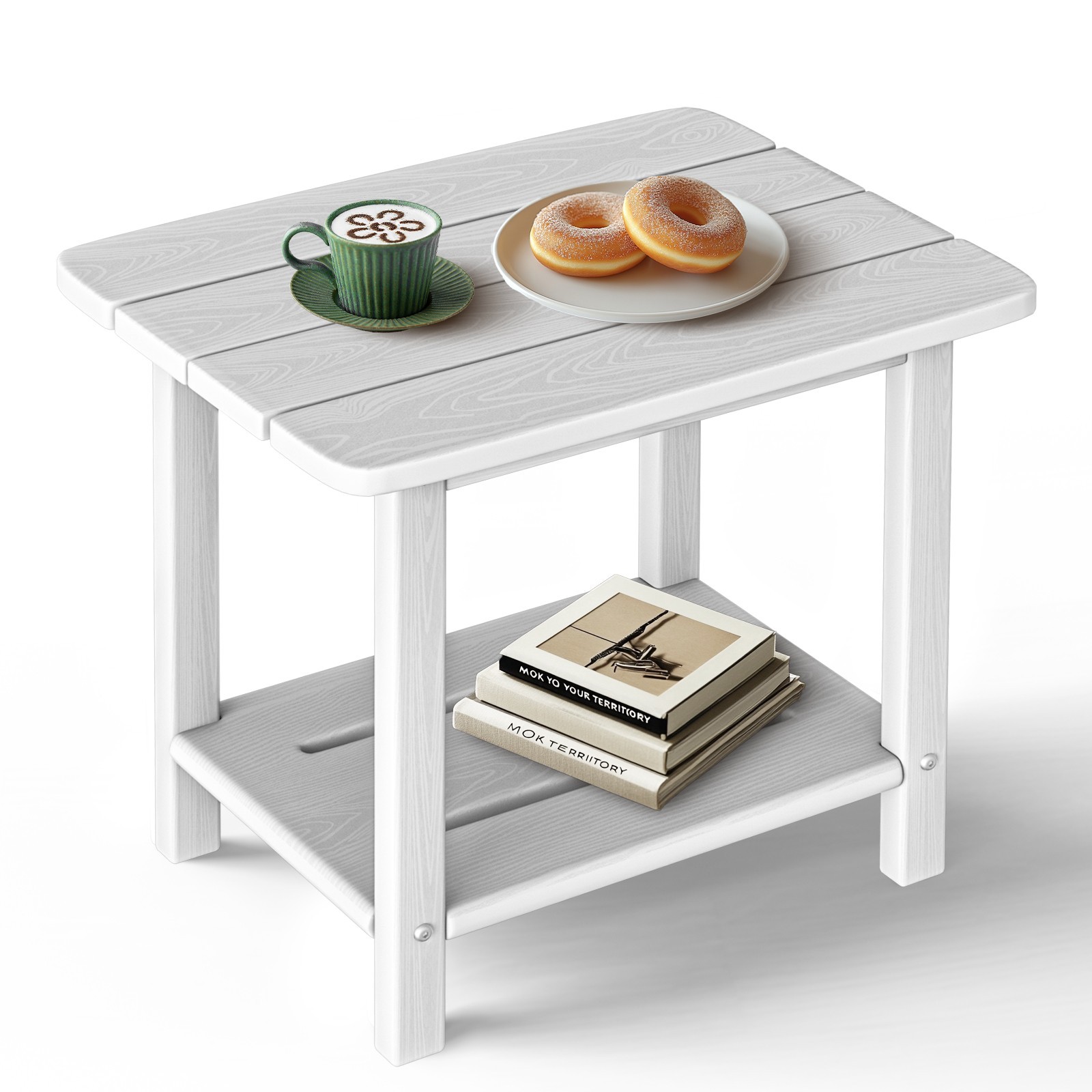 HDPE 2-Tier Outdoor Side Table Patio End Table Weather Resistant gallery