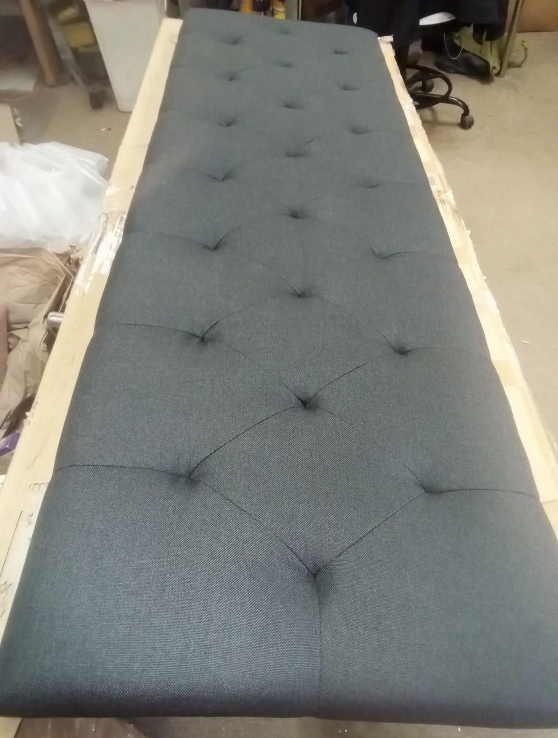 Lucid Mid-Rise Diamond Tufted Upholstered Charcoal Headboard - Queen gallery