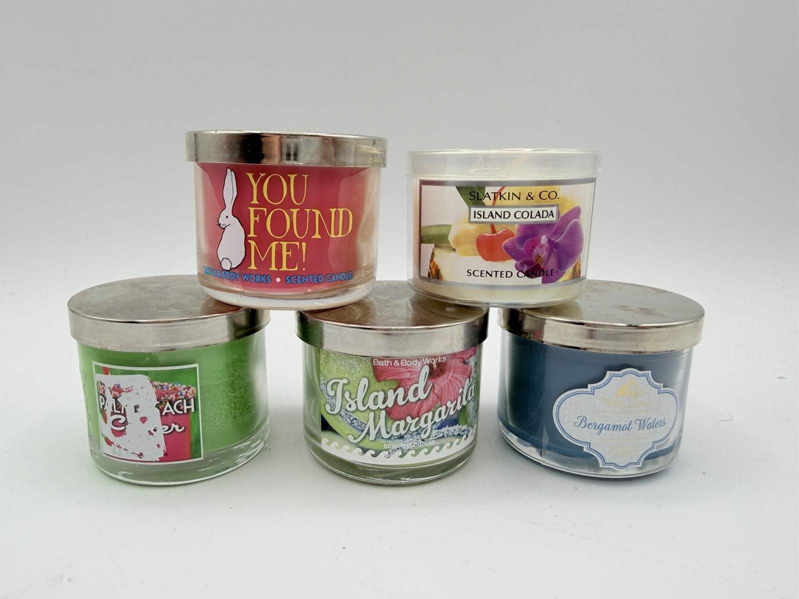 Bath and Body Works Summer Mini Candle Lot Colada Island Marg Palm Beach Bunny gallery
