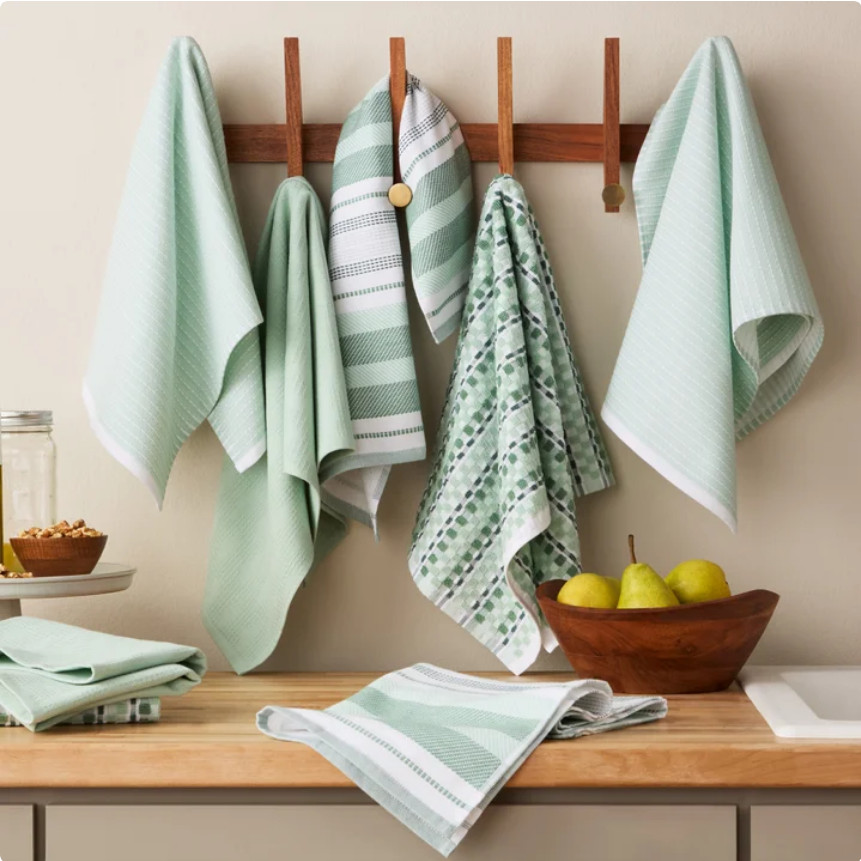 KitchenAid Kitchen Towels Green Multicolor 8-Pack Rectangular - New!! gallery