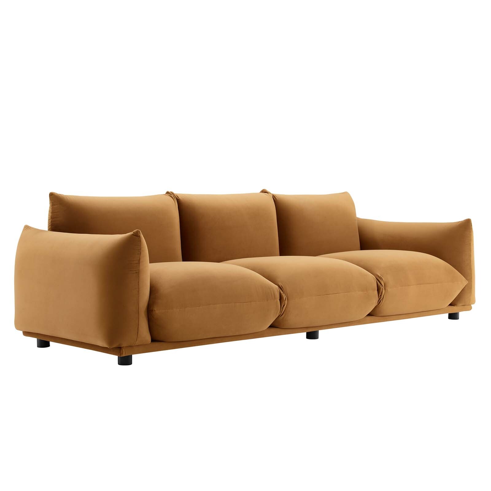 Modway Copious Plush Performance Velvet Sofa in Cognac gallery