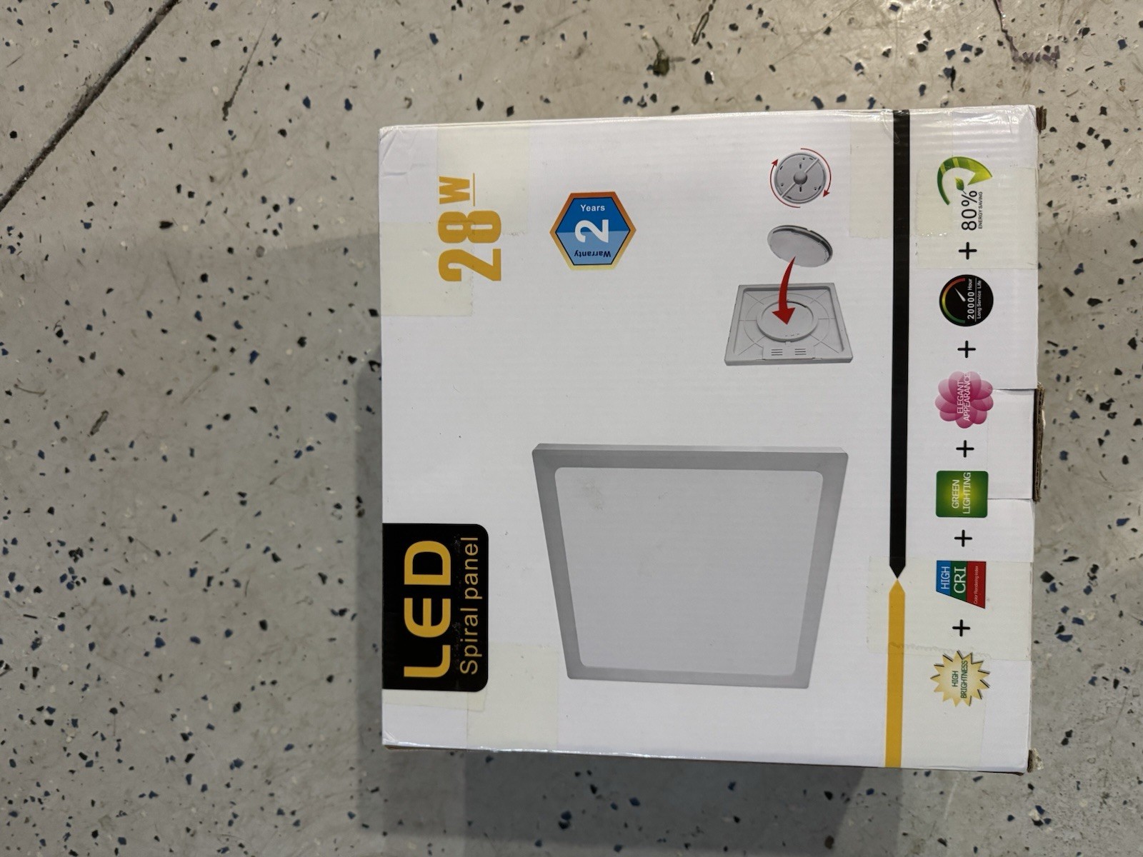 LED Square Panel Ceiling Light 28W Dimmable 3000K-6500K Hardwired White gallery