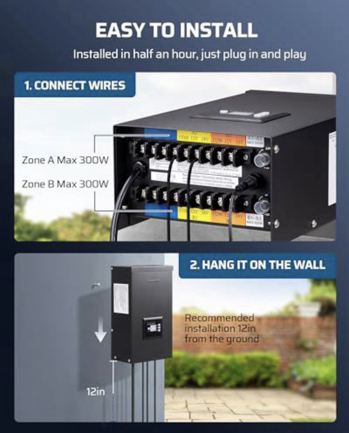 DEWENWILS 300W Smart Low Voltage Transformer WiFi 3 Zones, 120V AC to 12V/14V AC gallery