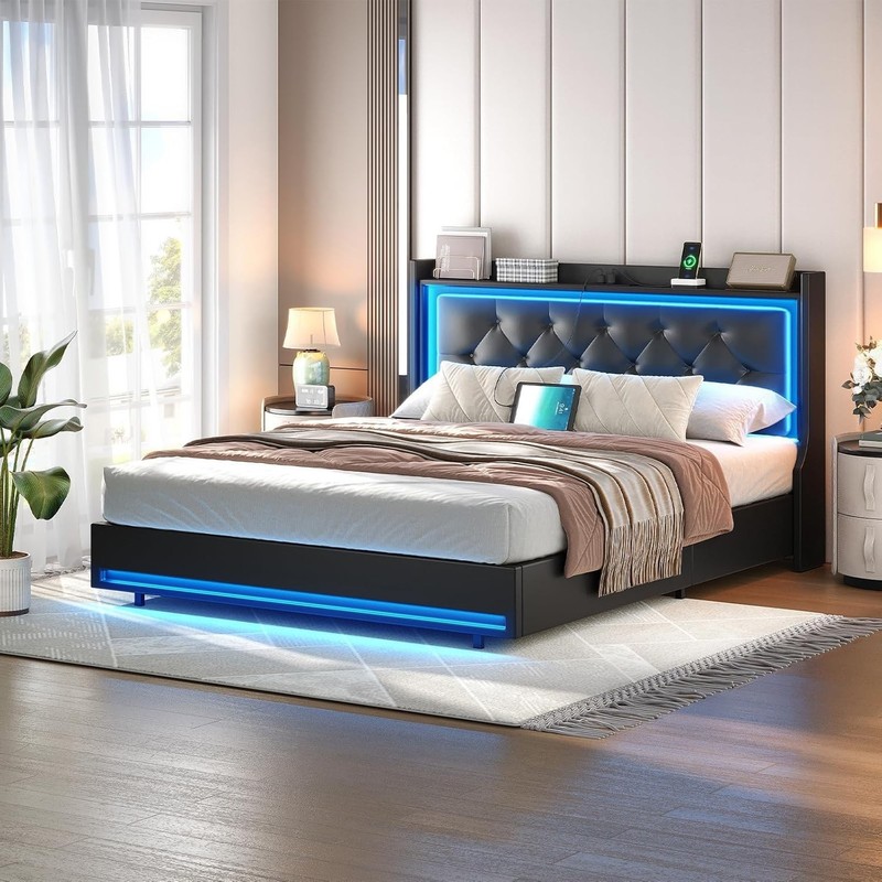 Queen Bed Frame with Headboard Upholstered Bed Frame Metal Platform Frame gallery