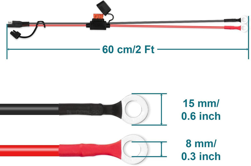 SAE Extension Cable, Battery Tender Extension Cable for Motorcycle/Motorbike/Car gallery