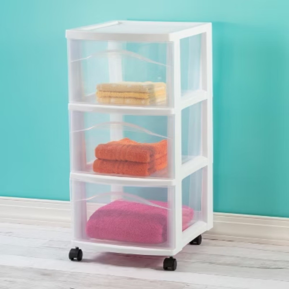 3 Drawer Medium Cart: Plastic Storage Drawers, Portable Utility with Casters gallery