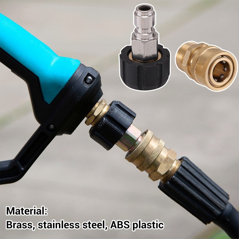 4PCS Pressure Washer Adapter Set Quick Disconnect M22 Swivel to 3/8'' Connect gallery