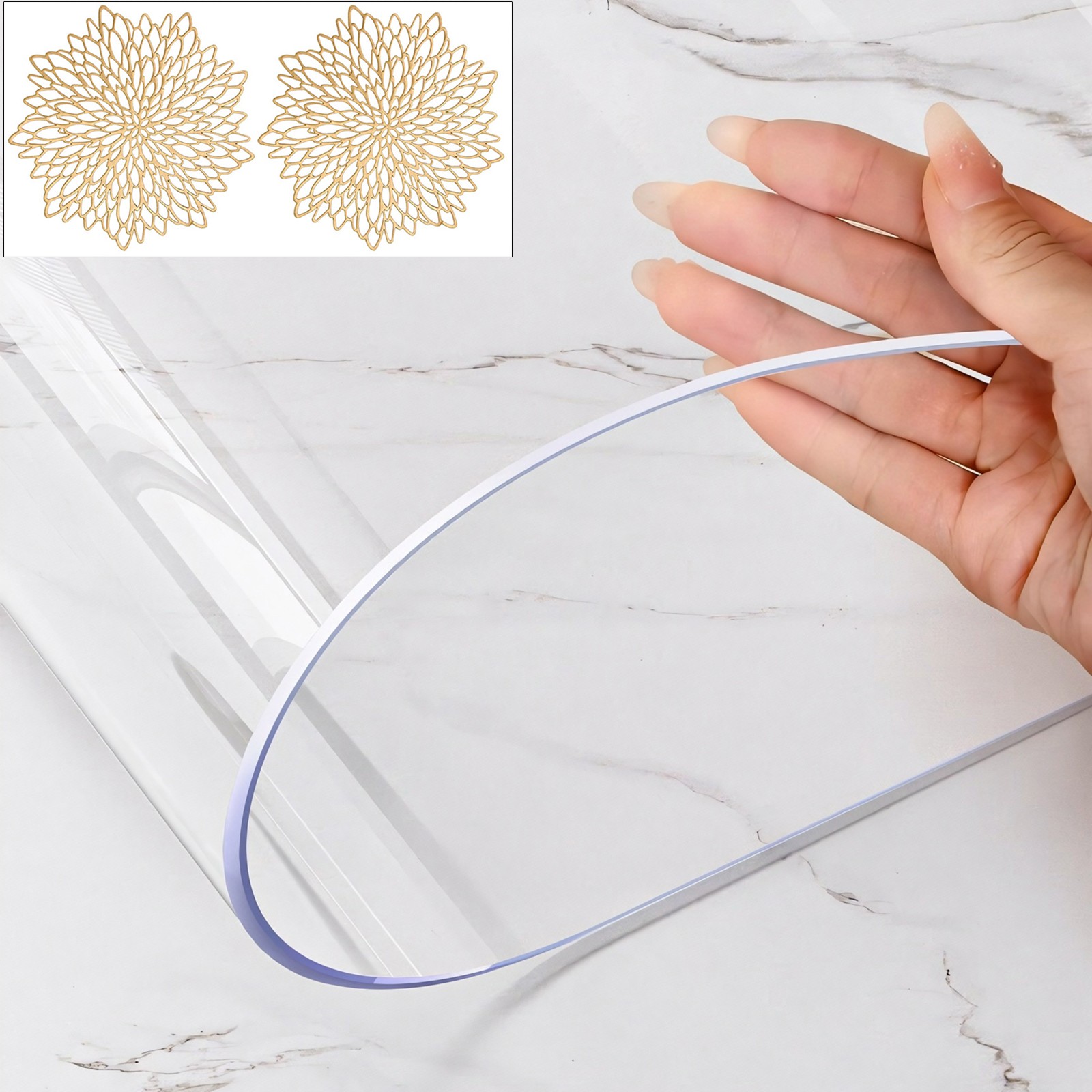Transparent PVC Tablecloth Clear Waterproof Table Cover Plastic Desk Protector gallery