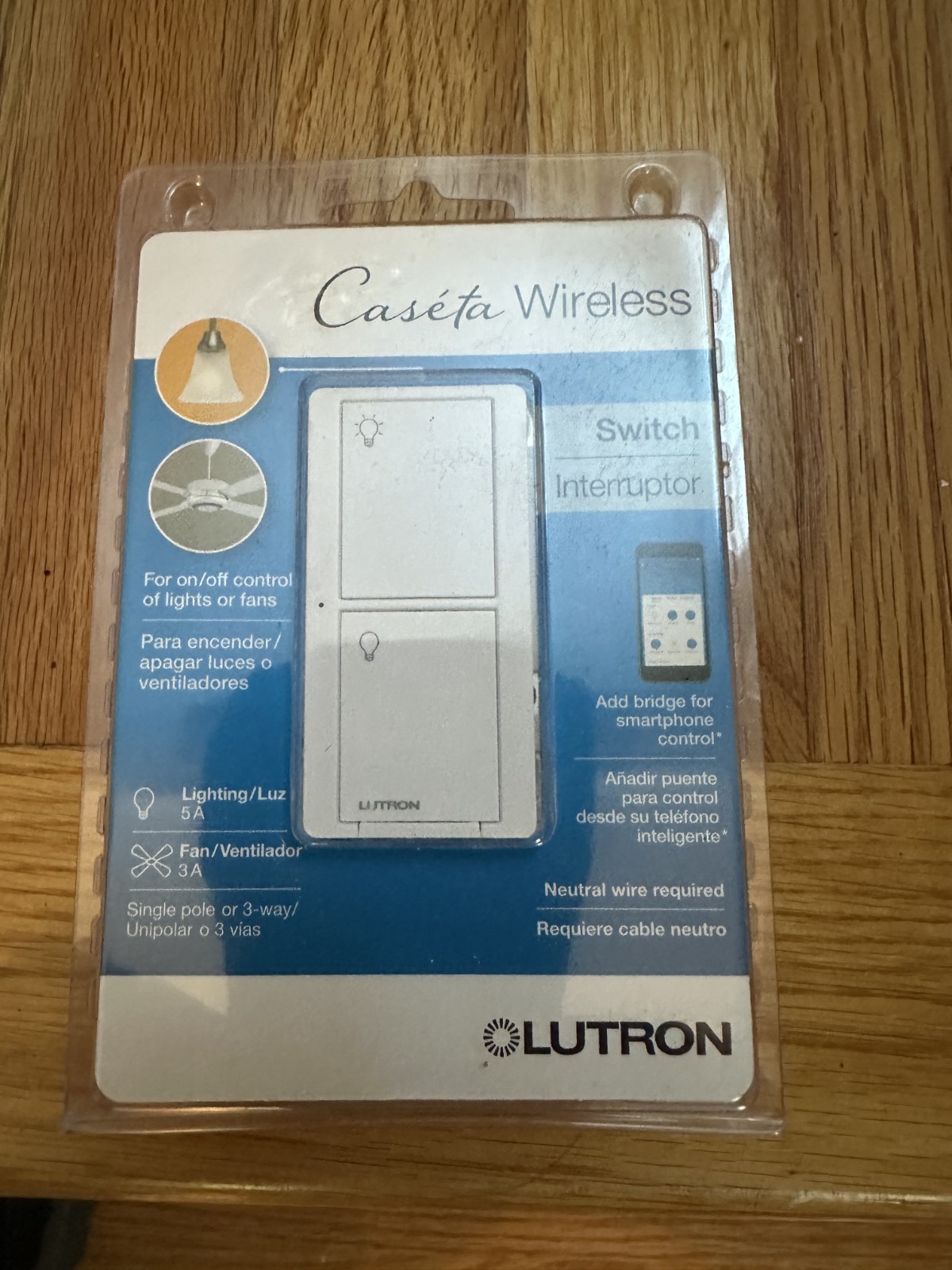 Lutron PD-5ANS-WH-R WIRELS Switch WHT 5A, White & Gray gallery