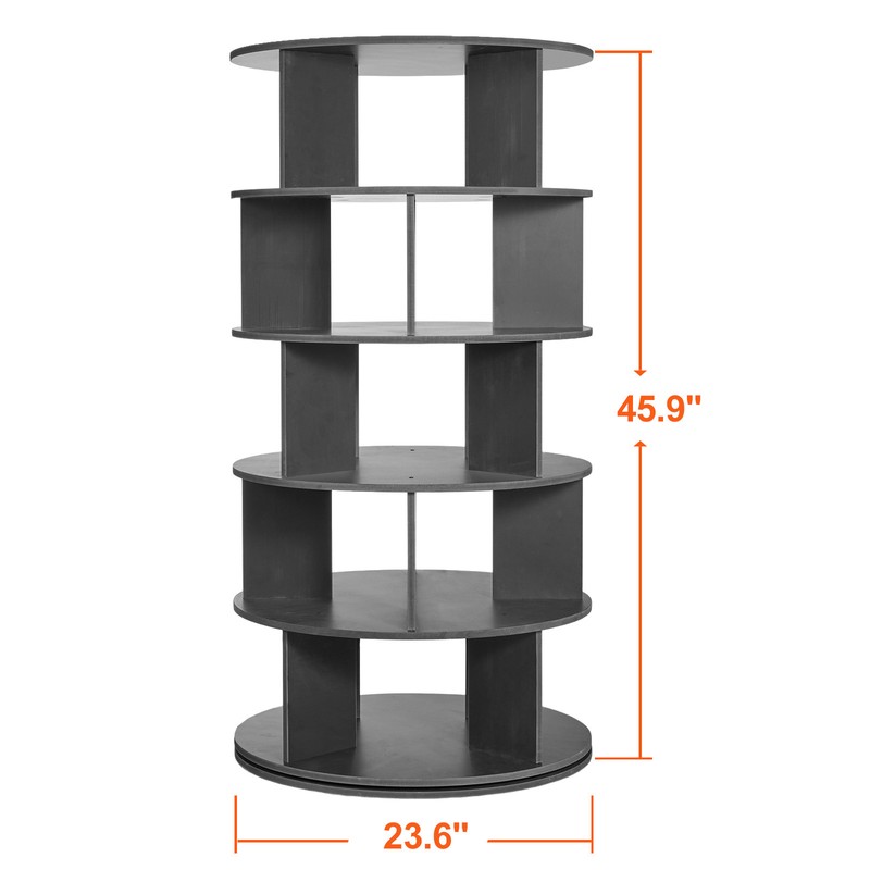 5-Tier Rotating Shoe Rack Tower 360° Spinning Shoe Display Carousel Black gallery